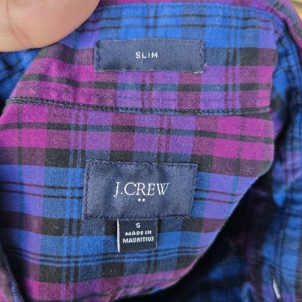 J. Crew Mens Slim 100% Cotton Fit Long Sleeve Plaid Button Down Shirt SZ Small